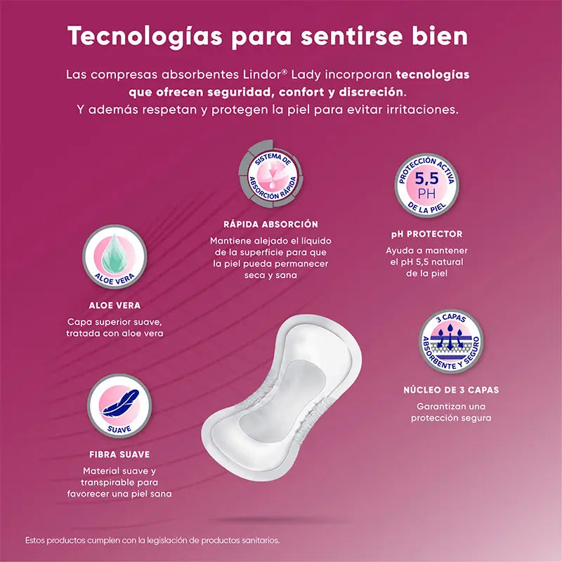 Lindor Lady Pad Normal 3 Gouttes
