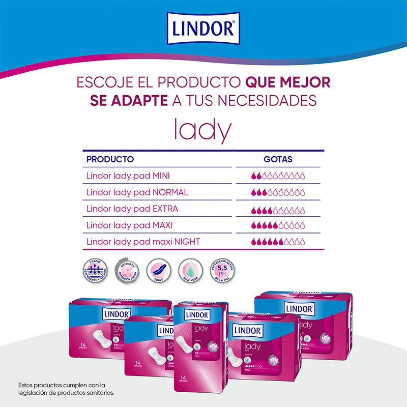 Lindor Lady Pad Normal 3 Gouttes