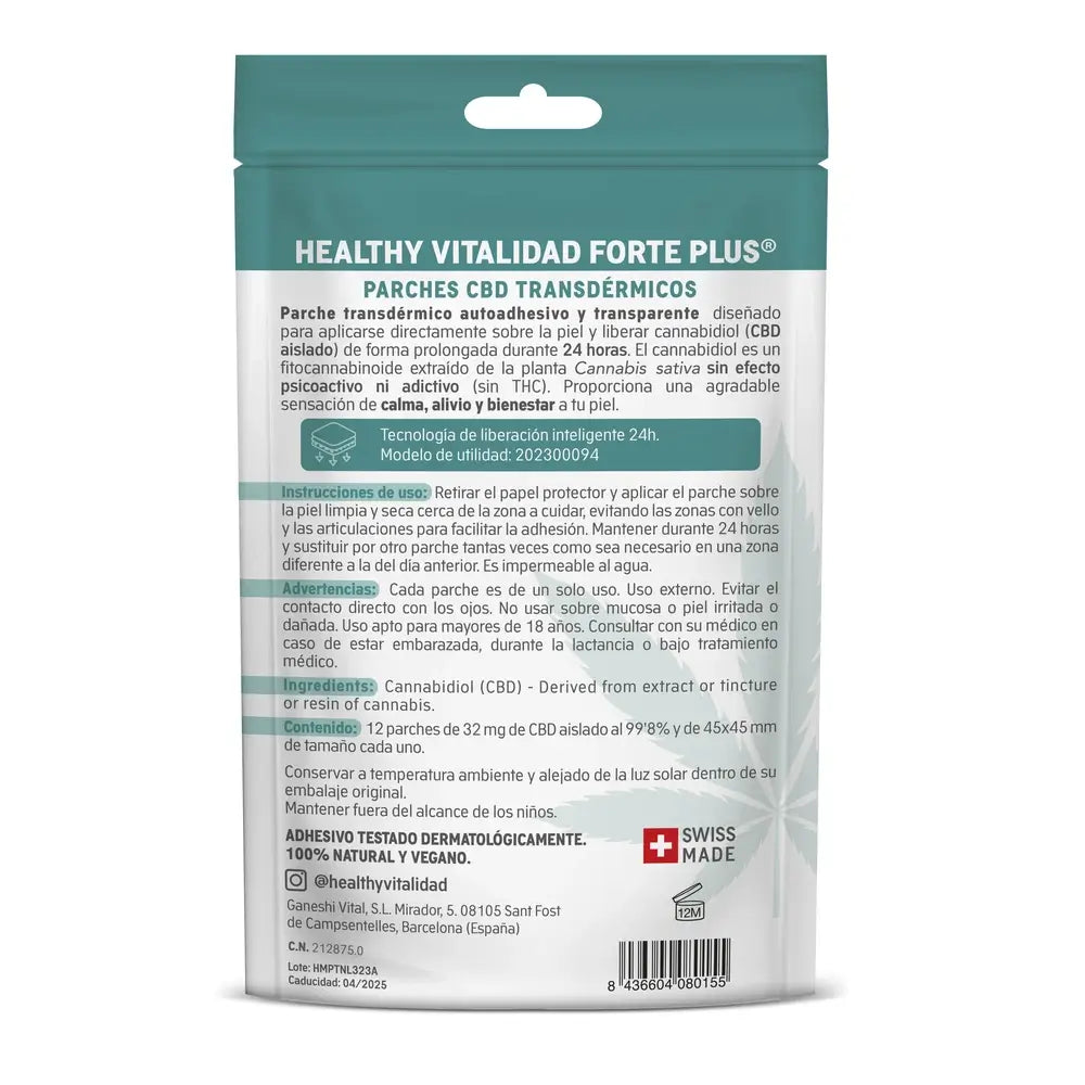 Healthy Vitalidad Forte Plus Healthy Vitalidad Forte Plus Cbd Patches 12Ud.