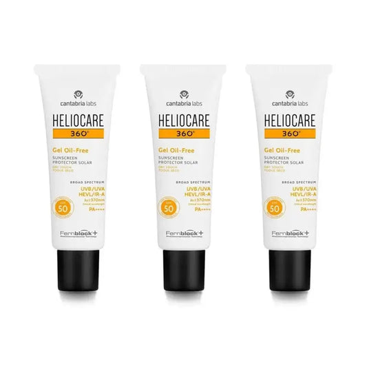 Heliocare 360º Oil Free Gel Spf 50+, 3X50 Ml