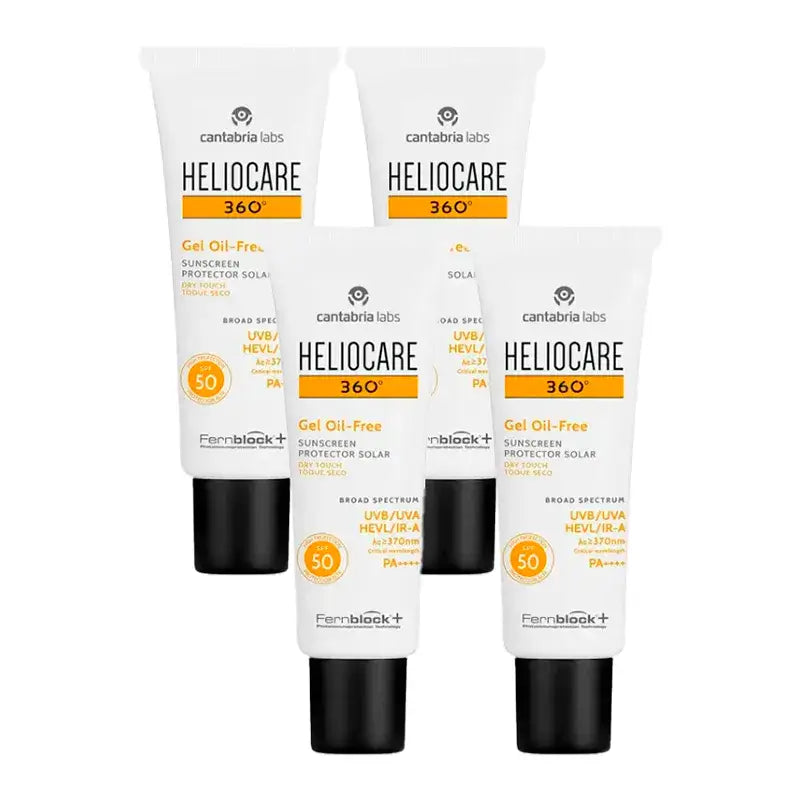 Heliocare 360º Oil Free Gel Spf 50+, Pack 4 x 50 Ml