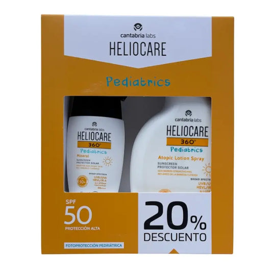 Heliocare 360 Pediatrics Mineral Spf 50+ 50 Ml + Heliocare 360 Pediatrics Atopic Lotion Spray Spf 50 250 Ml