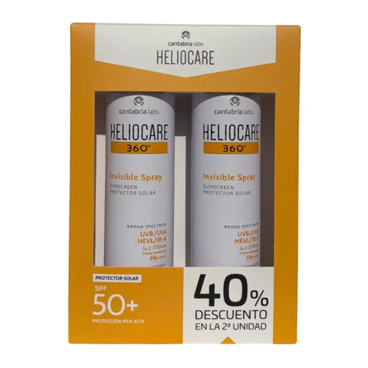 Heliocare Duplo Pack 360 Invisible Spray Spf 50, 2 unités