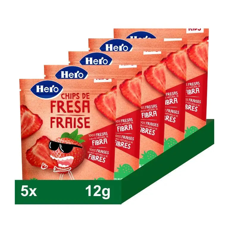 Hero Baby Pack Snack Kids Chips à la fraise, 5 X 12 grammes