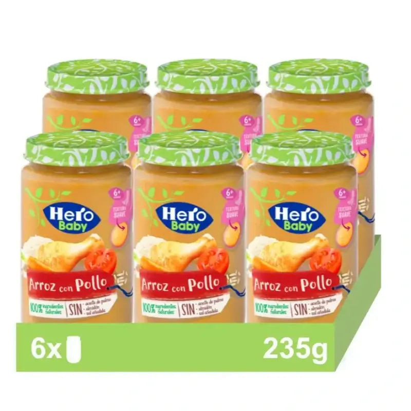  Hero Baby Pack Pudding au riz et au poulet, 6 x 235 grammes