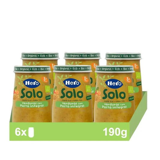 Hero Baby Pack Eco Vegetable Only Pack avec pâtes complètes, 6 x 190g