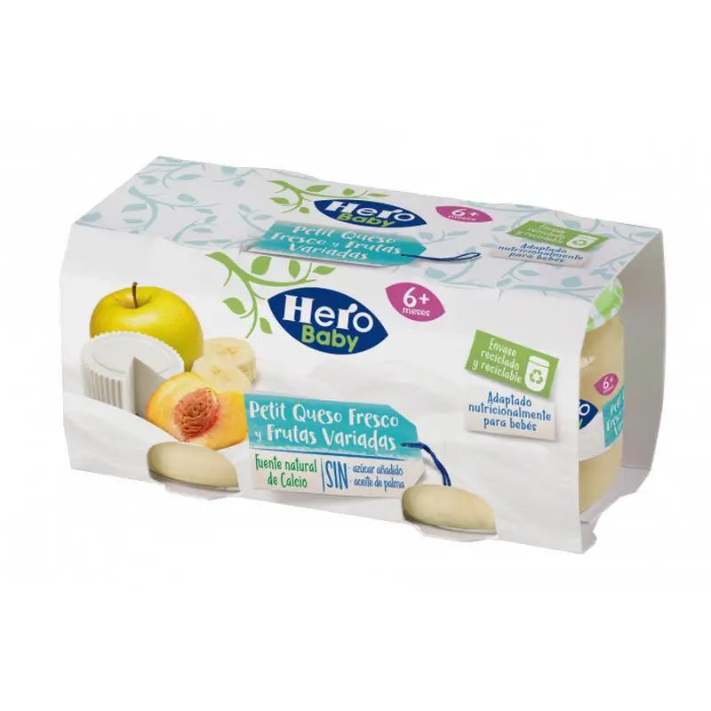 Hero Baby Hero Baby Petit Petit Fromage frais et fruits assortis en bocal 2X80G