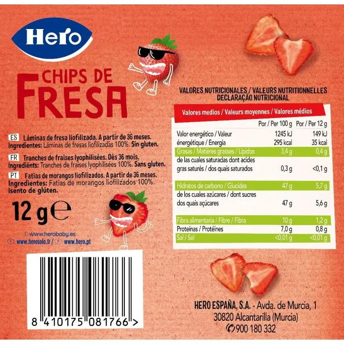 Hero Snack Kids Chips à la fraise, 12 grammes