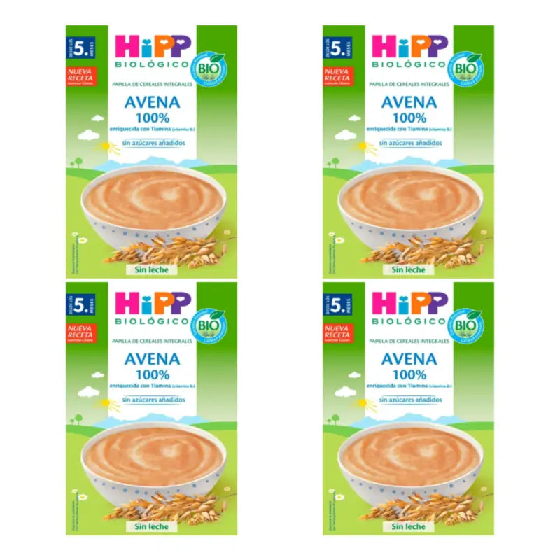Hipp 100 % avoine – Bouillie de céréales bio, lot de 4 x 200 grammes