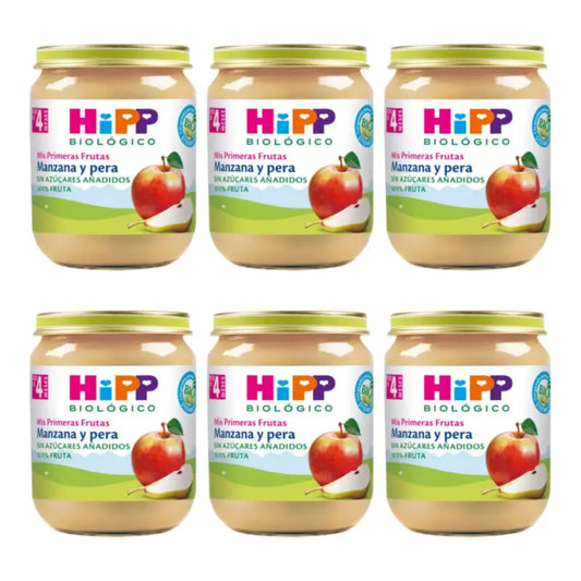 Hipp Bio, petits pots à la pomme et à la poire, lot de 6 x 125 g