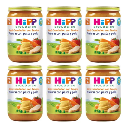 Hipp Bio : petits pots de légumes aux pâtes et au poulet, lot de 6 x 220 g