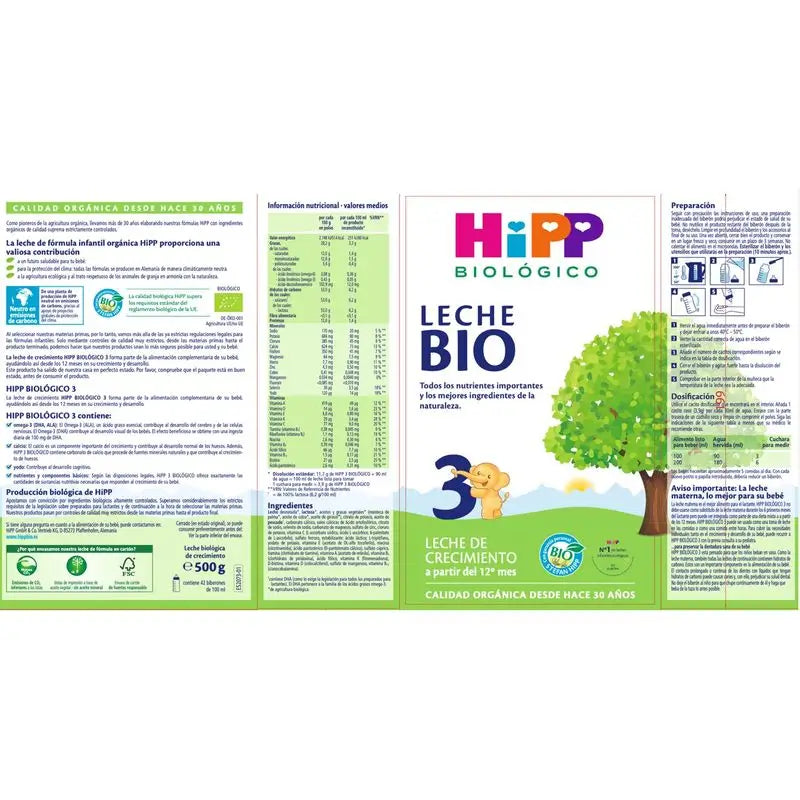Hipp Milk 3 Lait de croissance bio, 500 g