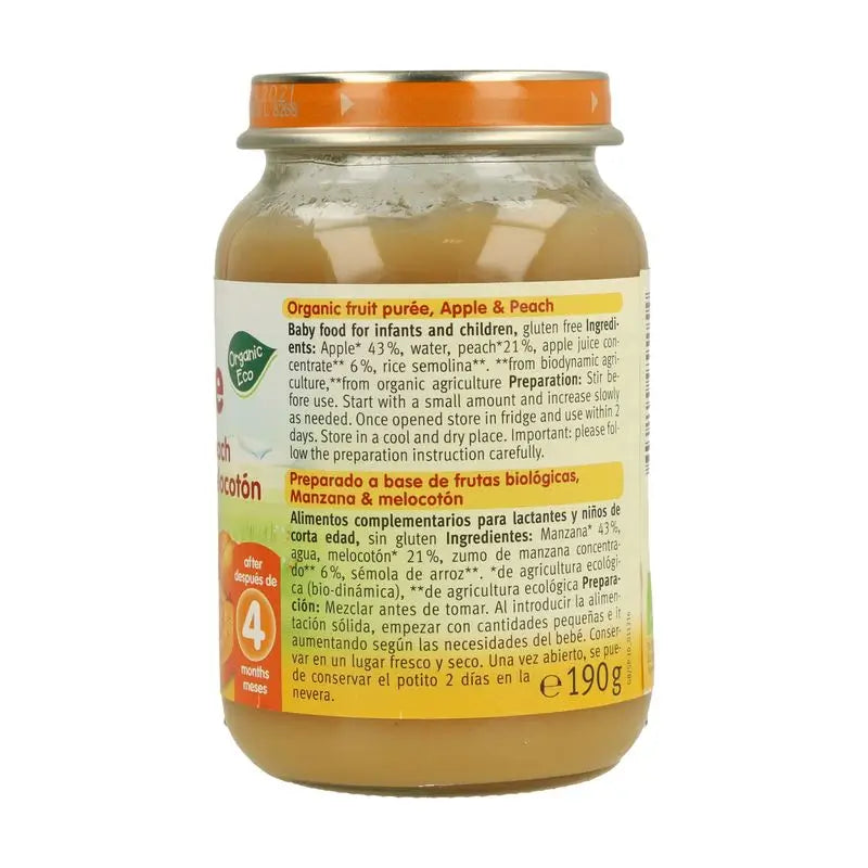 Pot de pommes et de pêches Holle, 6 unités