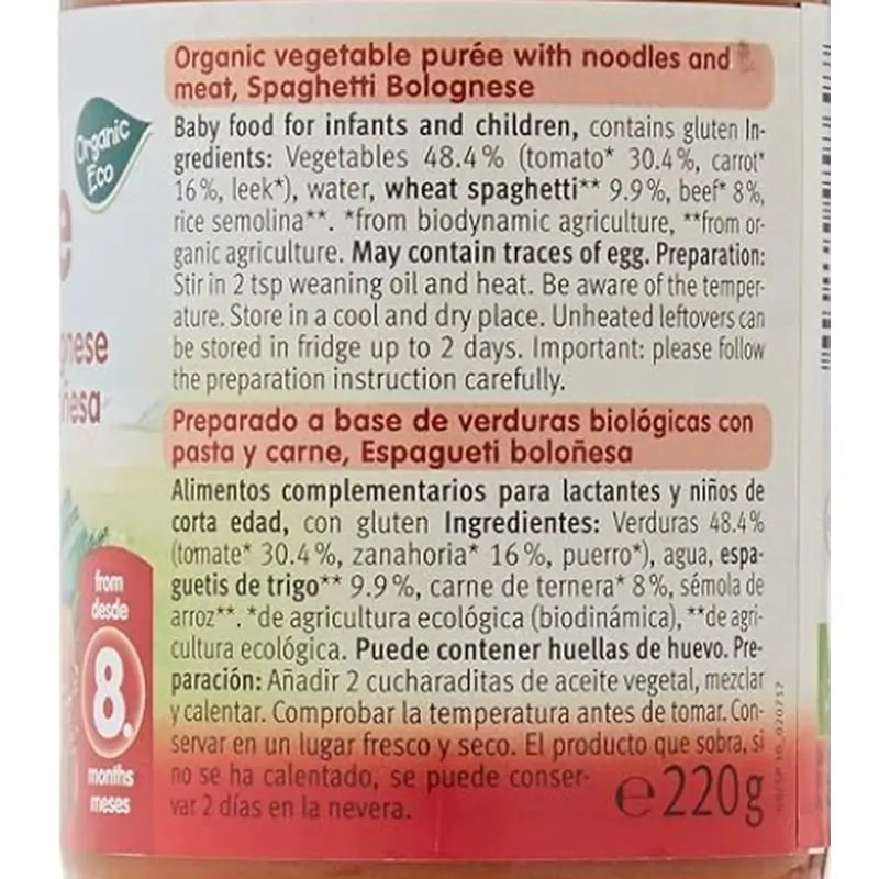 Holle Organic Spaghetti Bolognese en bocal, 220 g