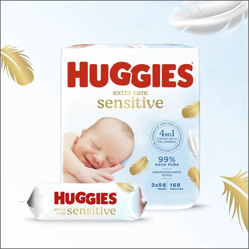 Huggies Extra Care Sensitive Wipes, 144 pièces