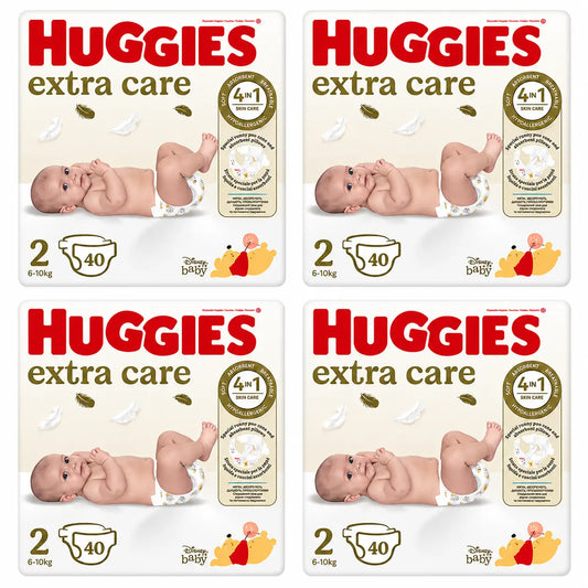 Huggies Extra Care Taille 3 (6-10 Kg) Disney Baby Nappy, 40 pcs, pack 4
