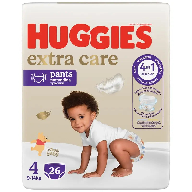 Huggies Extra Care Taille 4 (9-14 Kg) Disney Baby Diaper Briefs, 26 Pcs.