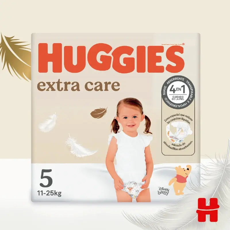 Huggies Extra Care Taille 5 (11-25 Kg) Couche bébé Disney, 28 pièces