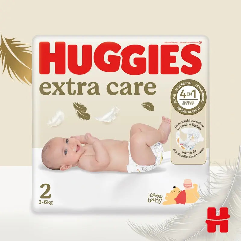 Huggies Extra Care Taille 2 (4-6 Kg) Disney Baby Diaper, 160 Pcs.