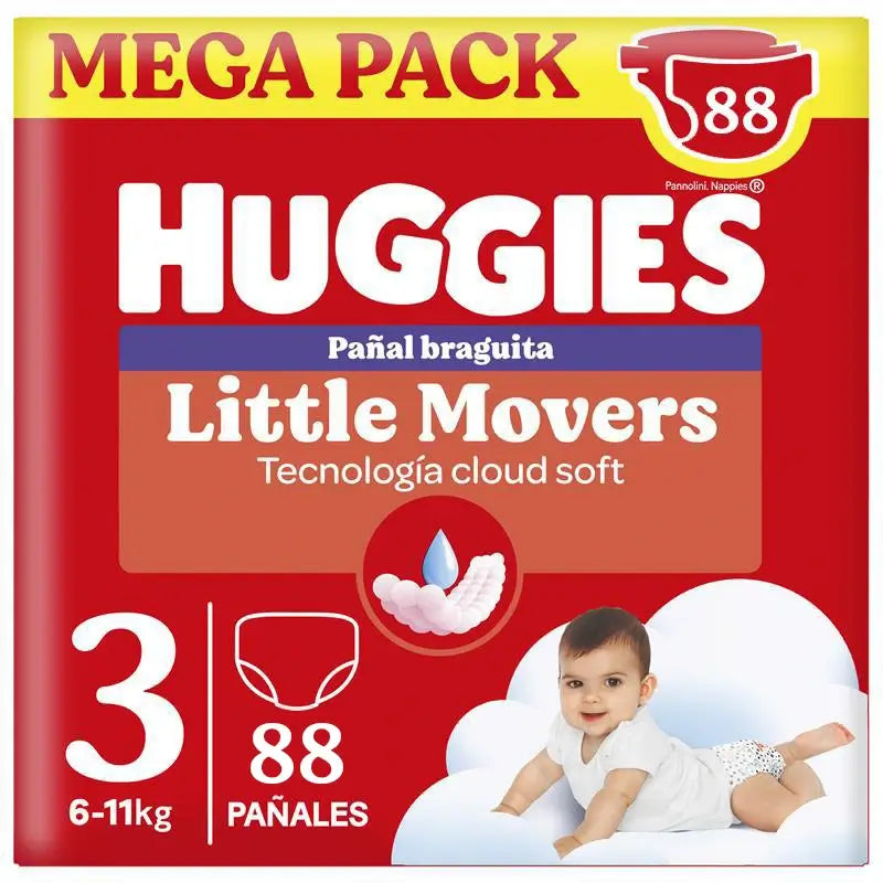 Huggies Little Movers Taille 3 (6-11 Kg) Disney Baby Diaper Briefs, 88 pièces
