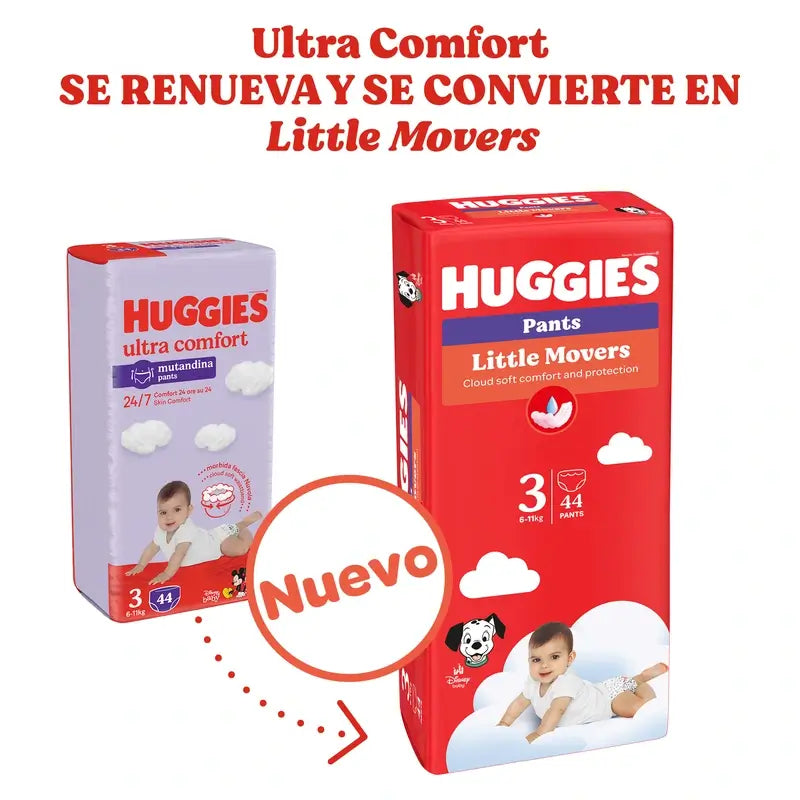 Huggies Little Movers Taille 3 (6-11 Kg) Disney Baby Diaper Briefs, 88 pièces