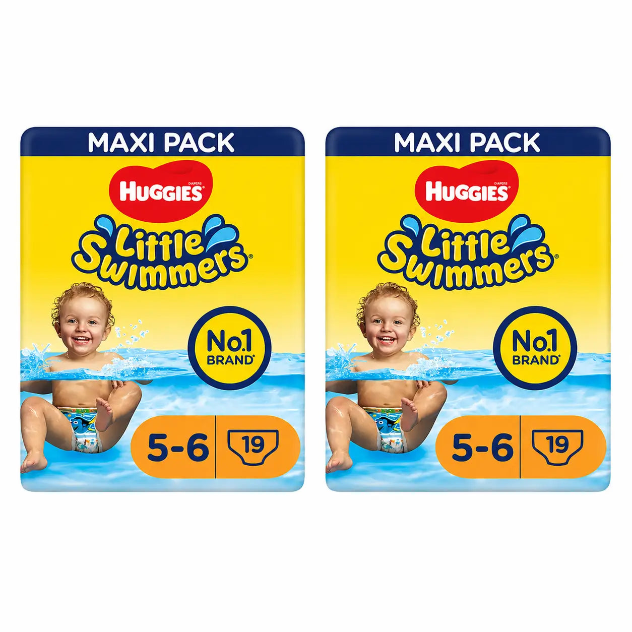 Huggies Little Swimmers Couches de natation taille 5-6, 19 pièces, paquet de 2
