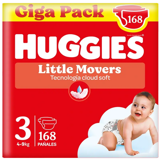 Huggies Little Movers Taille 3 (4-9 Kg) Disney Baby Nappy , 168 Units