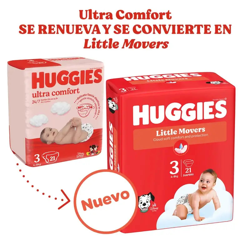 Huggies Little Movers Taille 3 (4-9 Kg) Disney Baby Nappy , 168 Units