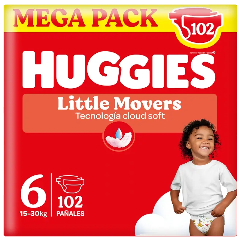 Huggies Little Movers Size 6 (15-30 Kg) Disney Baby Nappy , 102 Units