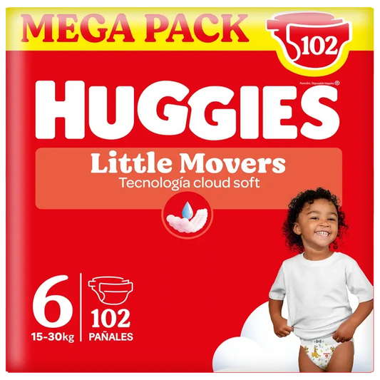 Huggies Little Movers Taille 6 (15-30 Kg) Couche pour bébé Disney, 102 unités