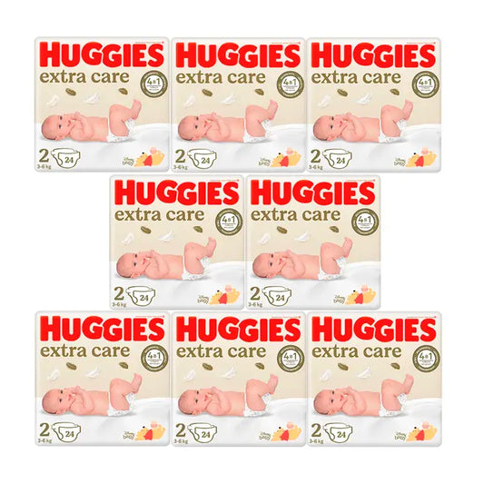 Huggies Extra Care Nappy Size 2, Pack 8 x 24 pièces