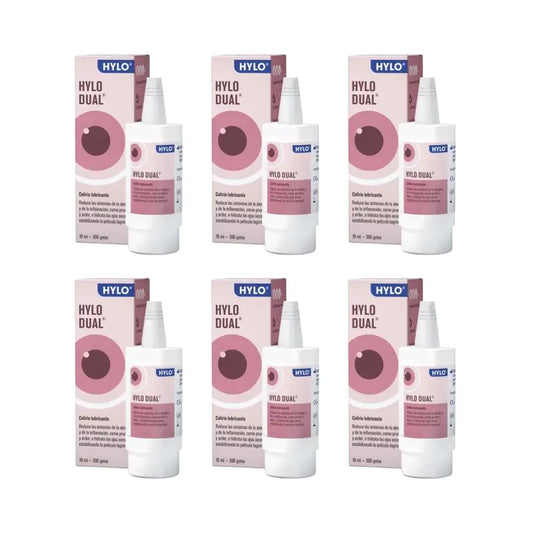 Hylo Dual Gouttes pour les yeux 10 ml, paquet de 6