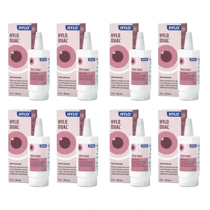 Hylo Dual Gouttes pour les yeux 10 ml, paquet de 8