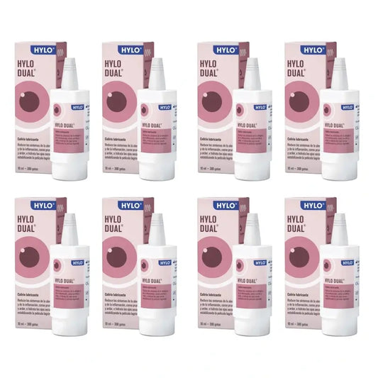 Hylo Dual Gouttes pour les yeux 10 ml, paquet de 8