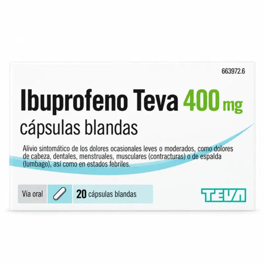Ibuprofen Teva 400 mg, 20 capsules molles