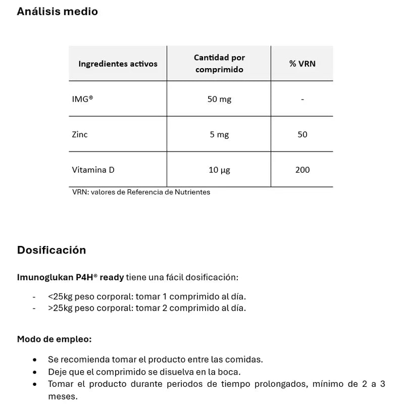 Imunoglukan Ph4 Ready Avec Zinc et Vitamine A, 30 comprimés