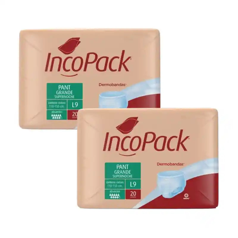 Incopack Pantalon Absorbant Pantalon Super Nuit Grande Taille, Paquet 2, 160 Unités.