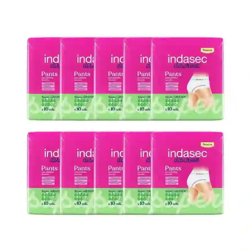 Indasec Discreet Panty Incontinence Super Large Size , 10X10 Units