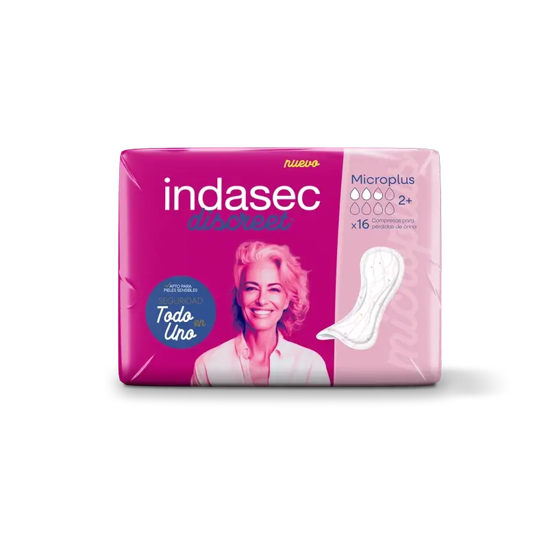 Indasec Discreet Incontinence Pad Micro Plus , 16 unités