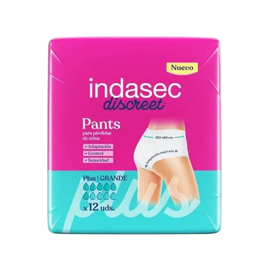 Indasec Discreet Pant Panty Incontinence Plus Large Size , 12 pièces