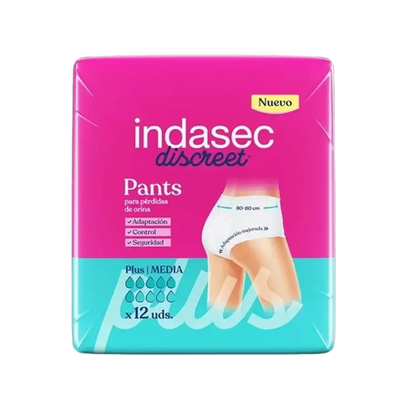 Indasec Discreet Pant Panty Incontinence Plus Medium Size , 12 pièces