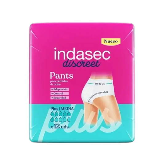 Indasec Discreet Pant Panty Incontinence Plus Medium Size , 12 pièces