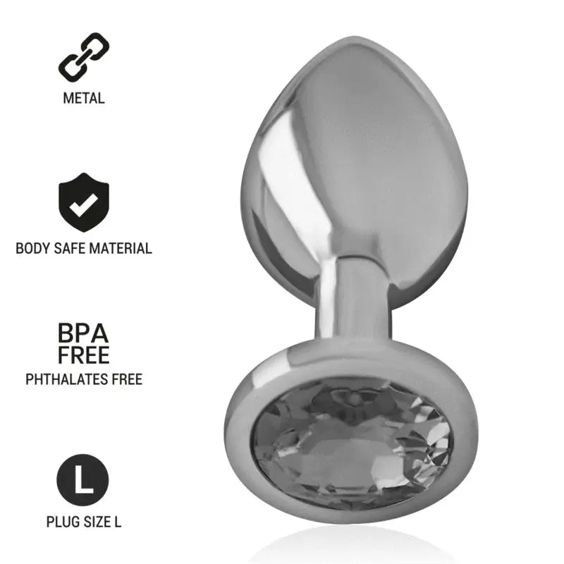 Intense Anal Plug Métal Aluminium Avec Cristal Noir Taille L