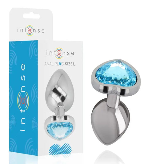 Intense Anal Plug Metal Aluminium Heart Blue Size L