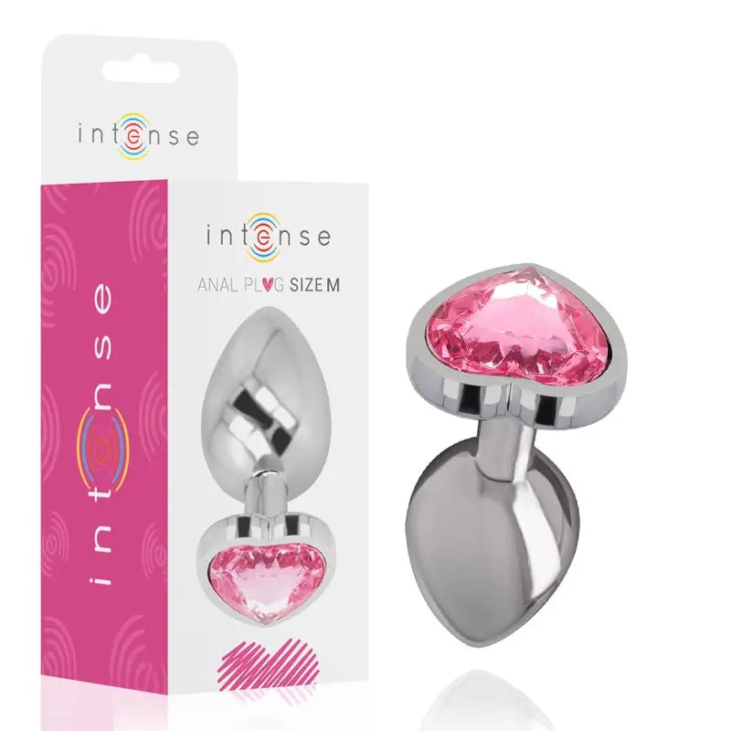 Intense Anal Plug Metal Aluminium Heart Pink Size M