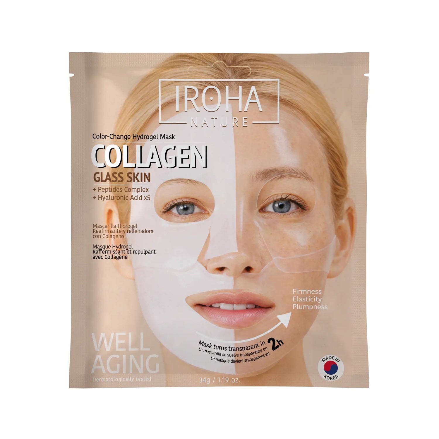 Iroha Nature Masque hydrogel pour peau de verre au collagène, 2 g