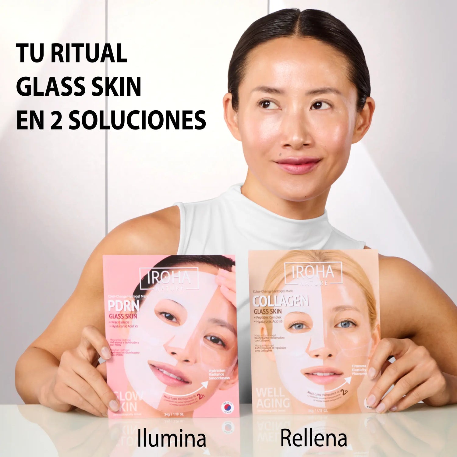 Iroha Nature Masque hydrogel pour peau de verre au collagène, 2 g