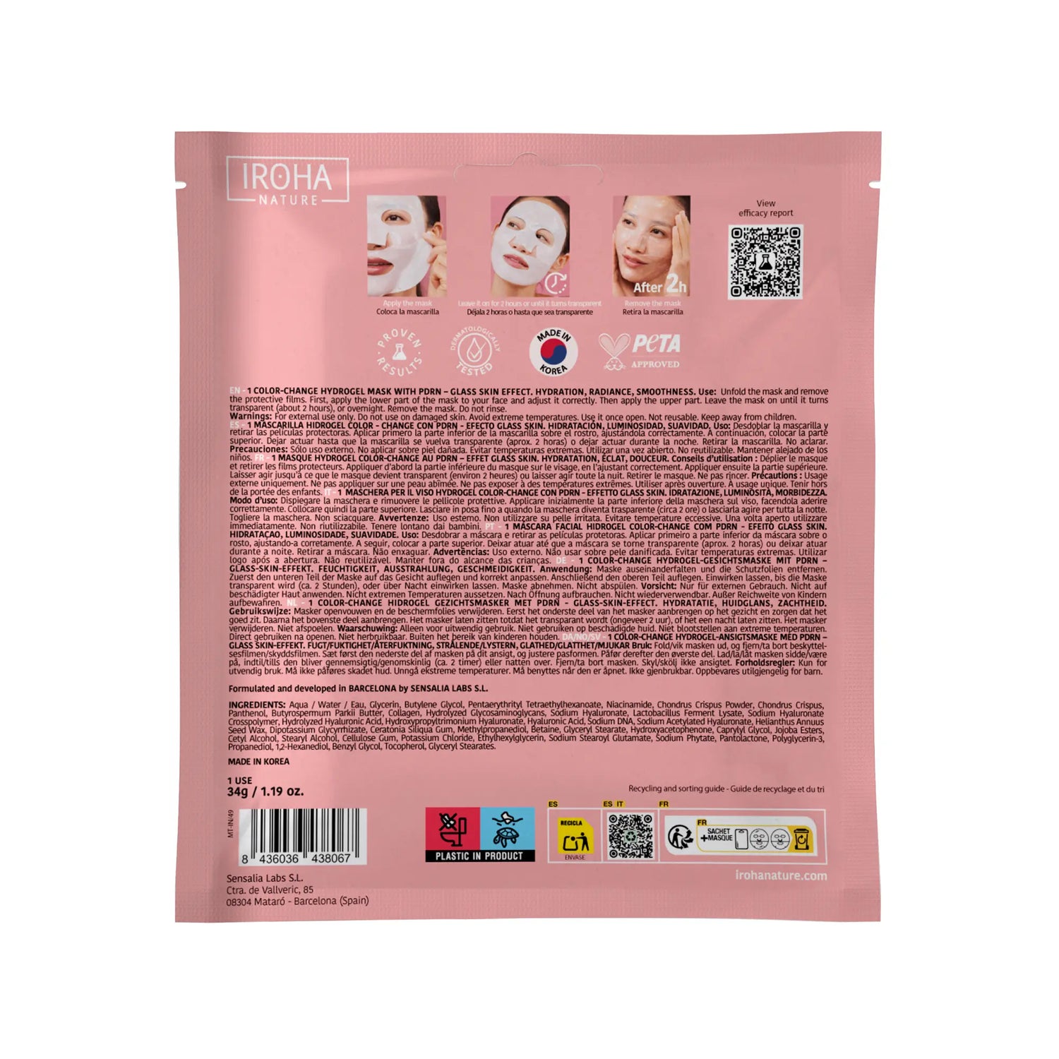 Iroha Nature Iroha Nature Masque Hydrogel avec Pdrn, 1 gr