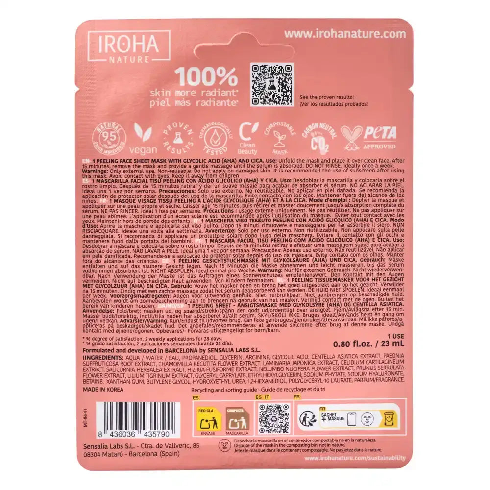 Iroha Nature Masque de gommage pour le visage - Acide glycolique , 23 ml