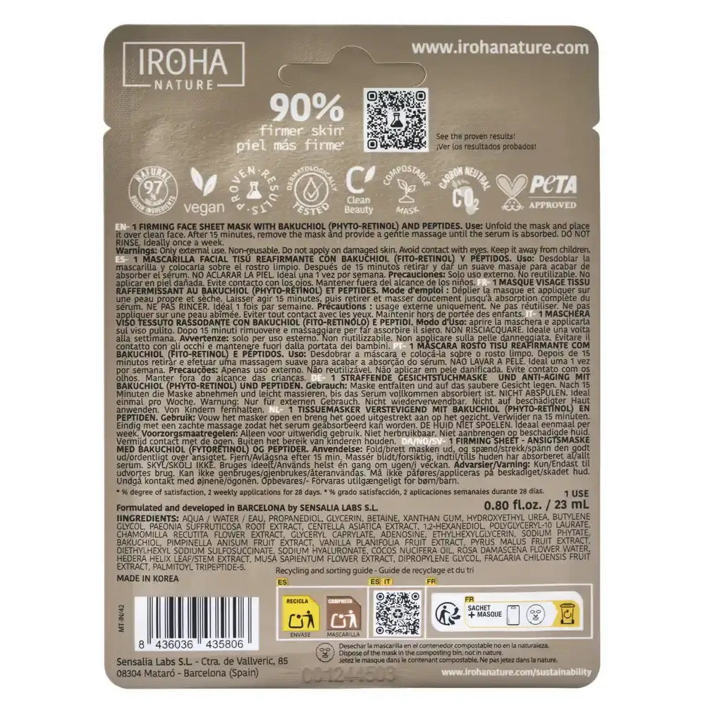 Iroha Nature Masque raffermissant pour le visage - Phyto Retinol, 23 ml